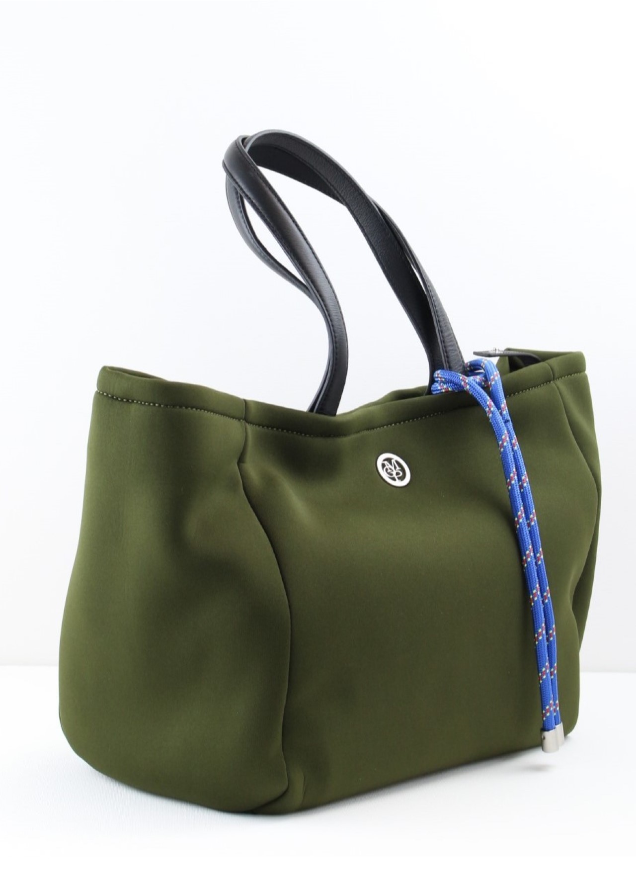 Marc O'Polo Shopper CARA im Neopren Style, Schultertasche mit 2 Lederhenkel_Olive_2_front-seite